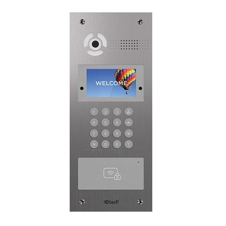 AA-07FB-STAINLESS-STEEL BAS-IP Multi-Apartment Entrance Panel with 4.3" TFT Display and Keypad - Stainless Steel